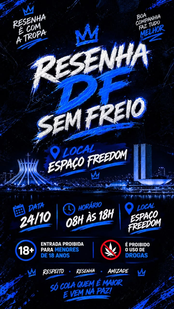 Flyer oficial do Resenha DF Sem Freio